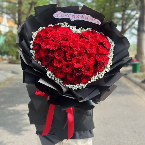 Bó Hoa Hồng Đỏ Trái Tim