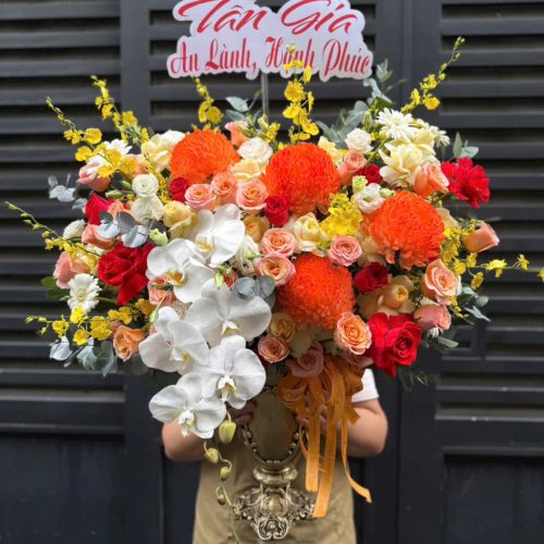 Giỏ Hoa Cúc Cam Rực Sắc S04