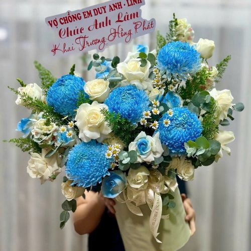 Giỏ Hoa Xanh Bình Lam S95