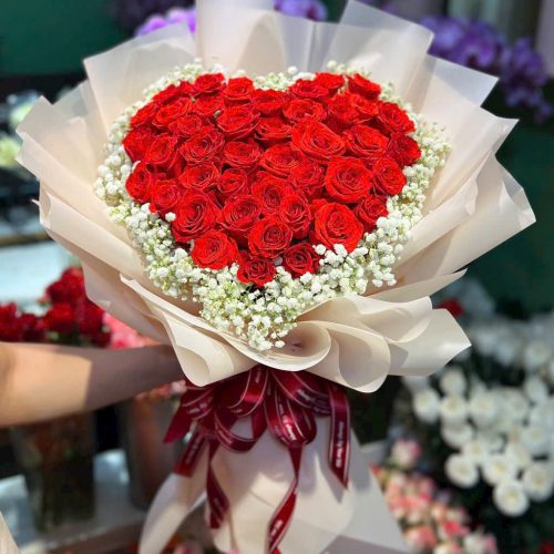 Bó Hoa Hồng Đỏ Trái Tim S100