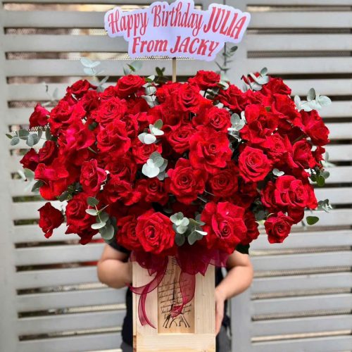 Giỏ Hoa Hồng Đỏ Huy Hoàng S108