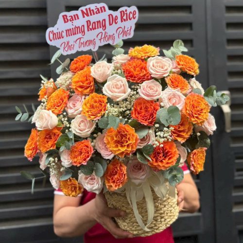 Giỏ Hoa Sắc Cam S126