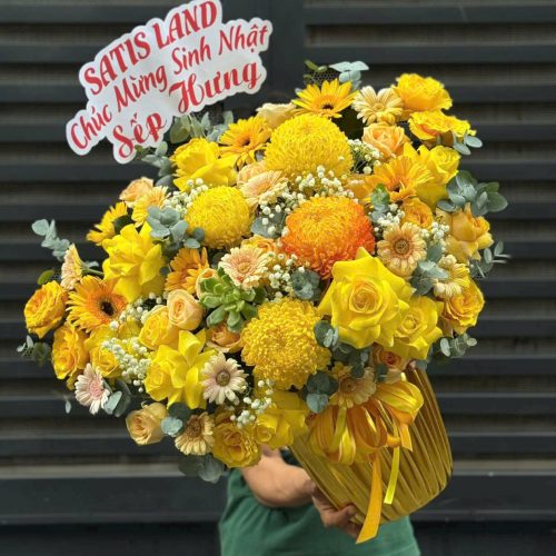 Giỏ Hoa Vàng Huy Sắc S128