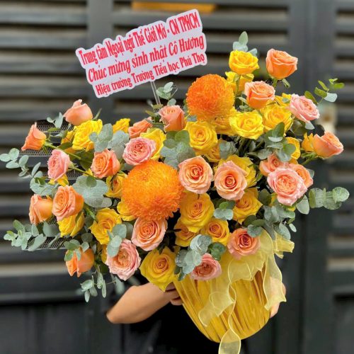 Giỏ Hoa Vàng Rạng Rỡ S129