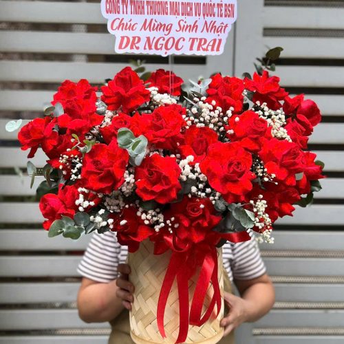 Giỏ Hoa Đỏ Hoả Sắc S131