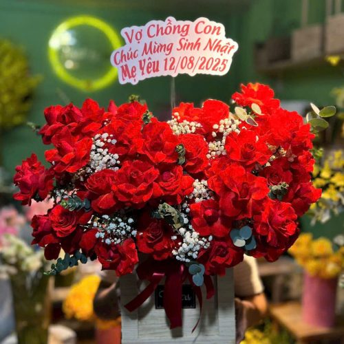 Giỏ Hoa Đỏ Hồng Lộc S134