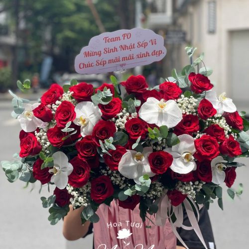 Giỏ Hoa Hồng Đỏ Vĩnh Cửu S137