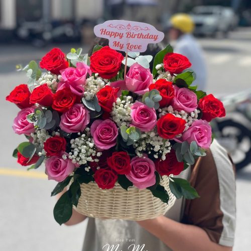 Giỏ Hoa Hồng Đỏ Sen S147
